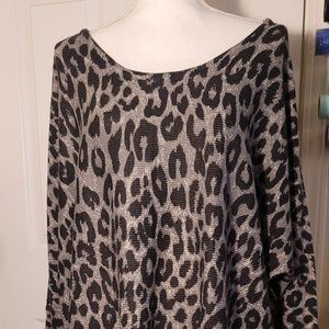 NEW Leopard print Black and Gray Plus Size Quarter Length Sweater. Dress Barn